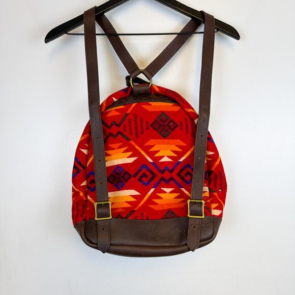 Pendleton Wool Backpack Red Orange Leather main image 6